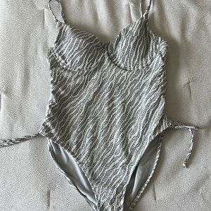 Large (size 12-14) white snake skin one piece bathing suit